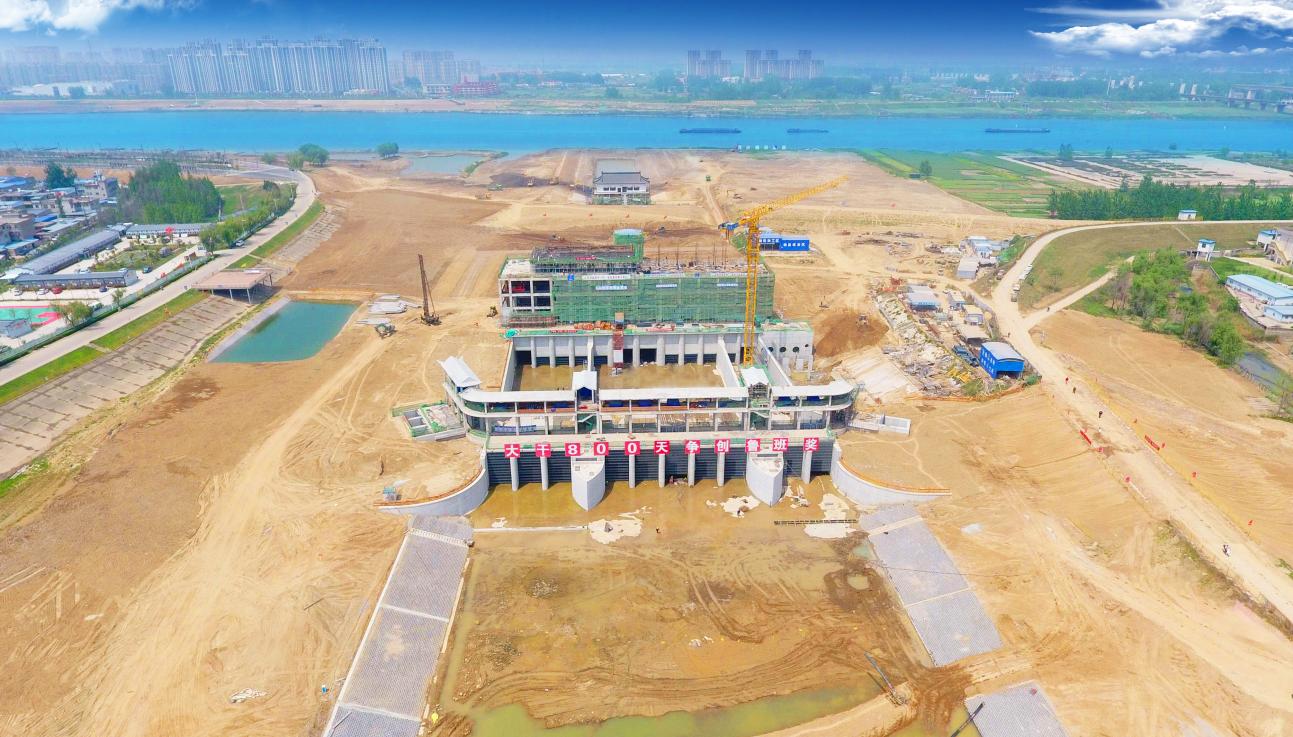 安徽水利蚌埠靚淮河龍子河口綜合樞紐布置工程。安徽建工集團供圖